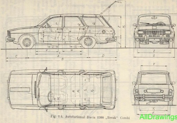 Renault 12 Combi (Рено 12 Комби) - чертежи (рисунки) автомобиля